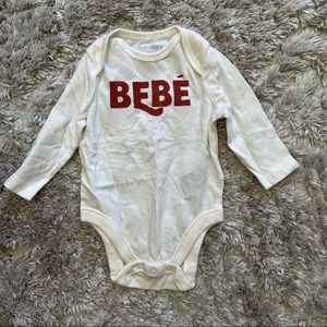 Old Navy 0 to 3 months Bebe Typography long sleeve bodysuit cram like new